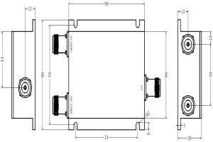 87.5-108MHz & 470-600MHz LC Combiner Cover VHF & UHF Band Mat N Connectoren JX-LCC2-87.5M600M-40N