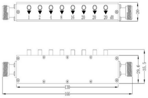 1/2/4/8/16/20/20/20dB Adjustable Attenuator Operating From DC-2.5GHz JX-AT-DC2.5G-5N91