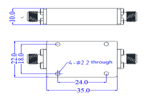 Highpass filtr pracující od 6-24 GHz JX-HPF1-6G24G-60SF