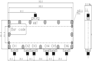 Dielektrischer Kombinierer JX-DDC6-847M2350M-SF30, breite Abdeckung von 847 MHz/897,5 MHz/1747,5 MHz/1950 MHz/2350 MHz/2535 MHz in kleiner Größe