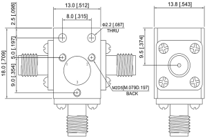 SMA ເຄື່ອງໄຫຼວຽນ Coaxial ຄວາມຖີ່ສູງເຮັດວຽກຈາກ 15-17GHz JX-CT-15G17G-20S