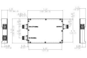 IP67 Isku-Duwaha Daloosha Hoose ee PIM Ka shaqeeya laga bilaabo 80-520MHz & 694-2700MHz JX-CC2-BK24-4310FLP