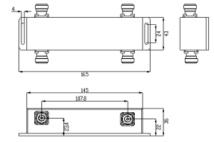 5G Low PIM Hybrid Coupler Operasi saka 575-6000MHz JX-BC-575M6000M-4310NDF