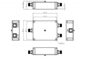 Üreges duplexer NF csatlakozó 1710-2700 MHz, alacsony PIM, kis térfogatú JX-CD2-17102700-20N