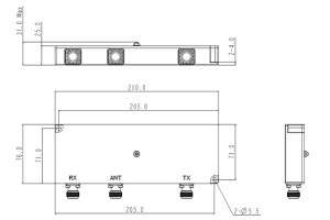 Cavity Duplexer NF Connector 873-925MHz Lae Invoeging Verlies Klein Volume JX-CD2-R09-45N