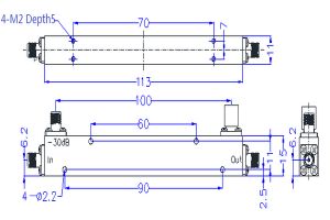 I-5G ye-Directional Coupler esebenzayo ukusuka kwi-500-6000MHz JX-DC-0.5G6G-30SF