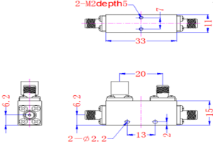 50W 20dB SMA-F Directional Coupler 7.5-16GHz JX-DC-7.5G16G-S20