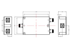 Ụzọ 2 LC Combiner NF Connector 30-400MHz Mwepu ntinye dị ala obere obere JX-LCC2-30M400M-20N