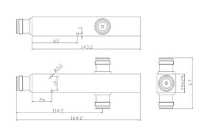 Divisor de potência 4.3-10-F Conector 350-2700MHz JX-PS-2-4310