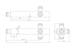 Divisor de potencia 4.3-10-F Conector 350-2700MHz JX-PS-3-4310