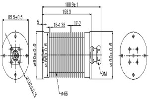 IP65,100W, PIM ephantsi DC-3GHz Coaxial Load JX-PL-30M3000M-100WDM