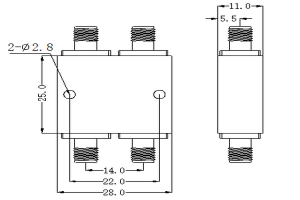 Héichfrequenz Directional Coupler funktionnéiert vu 6-12.4GHz JX-DC-6G12.4G-15SF